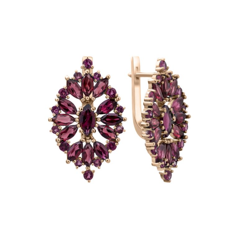 14ct rose gold earrings with rhodolites