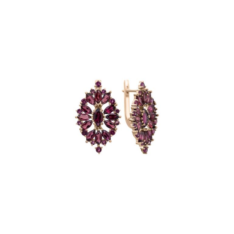 14ct rose gold earrings with rhodolites