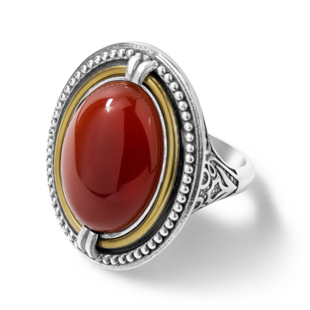 sterling silver ring with cornelian