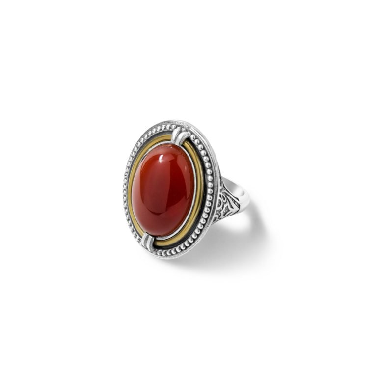 sterling silver ring with cornelian