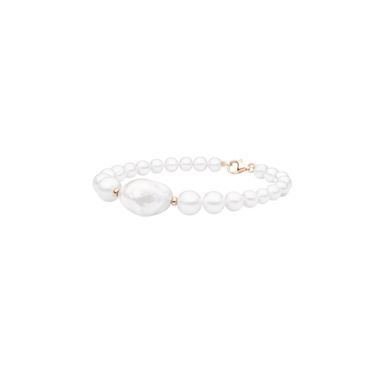 Gold Plated Sterling Silver Bracelet With Pearls