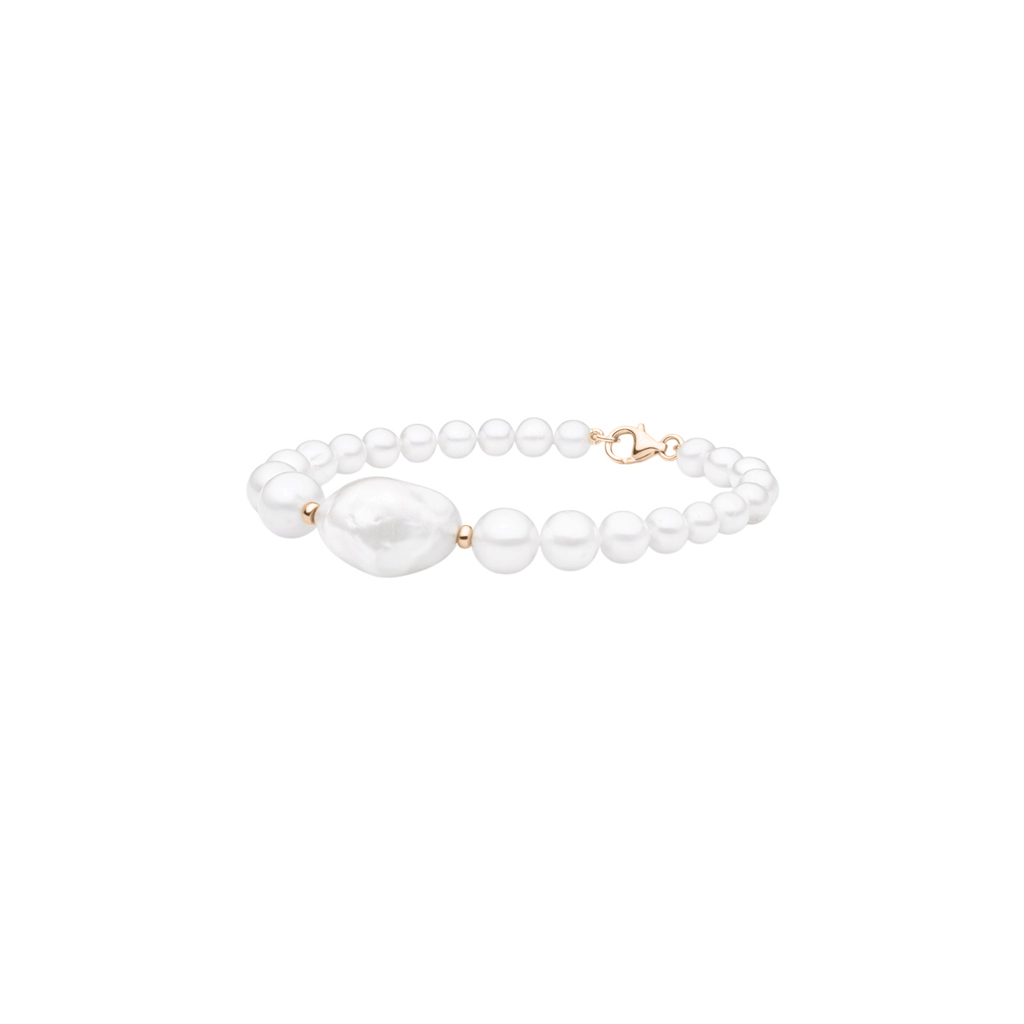 Gold Plated Sterling Silver Bracelet With Pearls