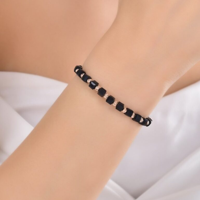 bracelet with rose gold beads