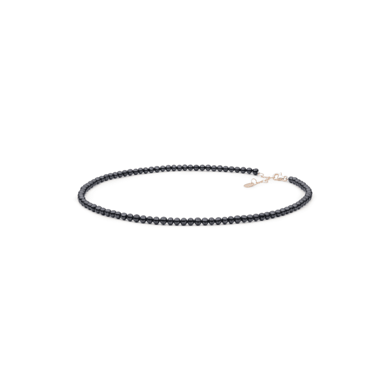 gold plated sterling silver necklace with black pearls