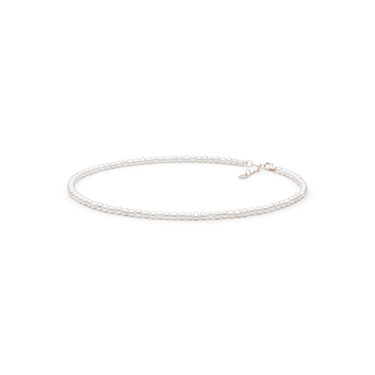 gold plated sterling silver necklace with white pearls