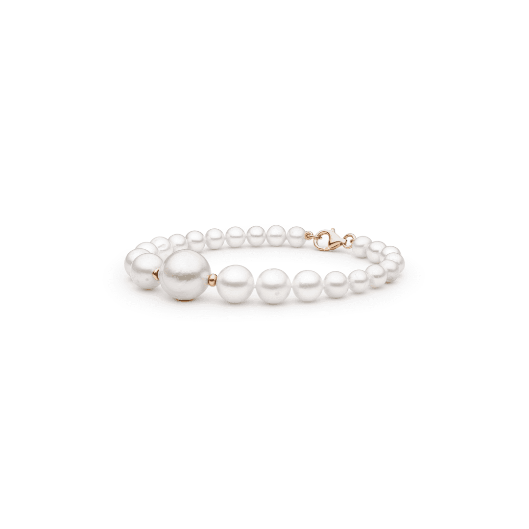 Elegantiška auksu dengta sidabrinė apyrankė su baltais kultivuotais perlais