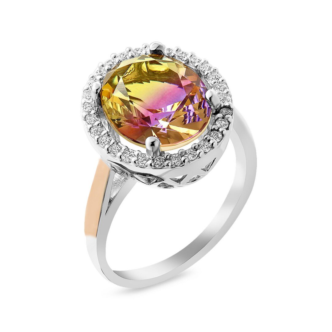 gold plated sterling silver ring with ametrine