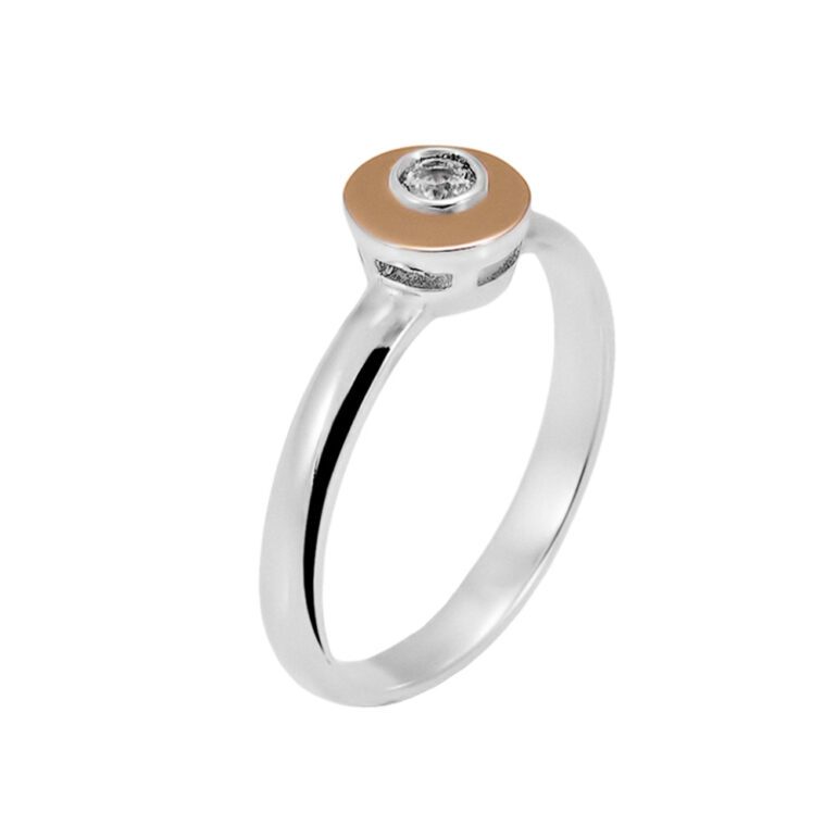 gold plated sterling silver ring with fianit