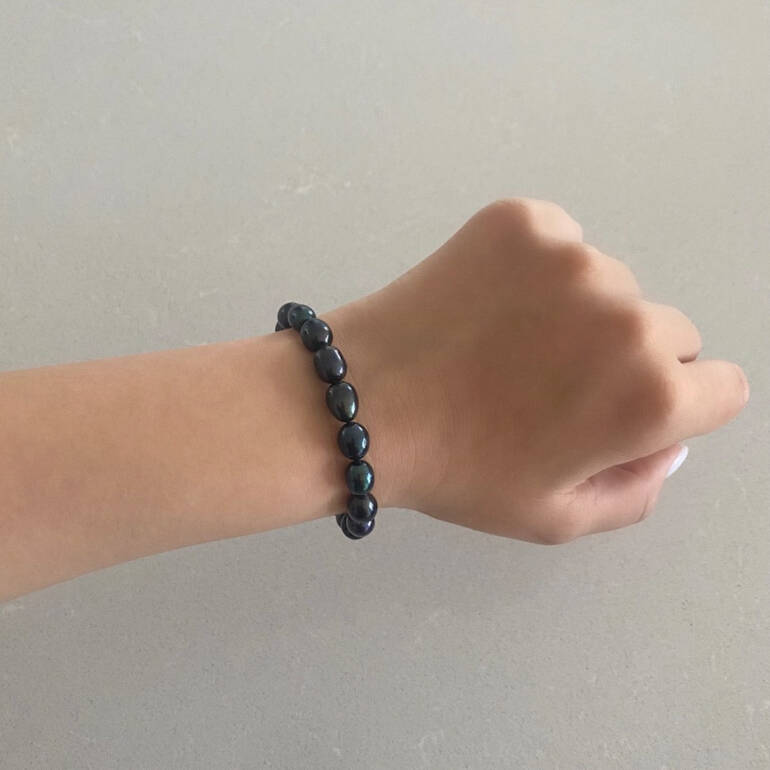 sterling silver bracelet with black pearls