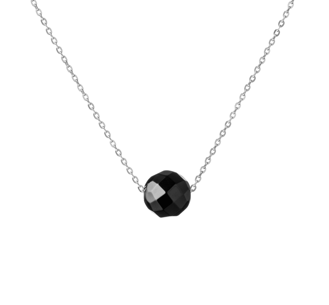 minimalistic sterling silver necklace with onyx