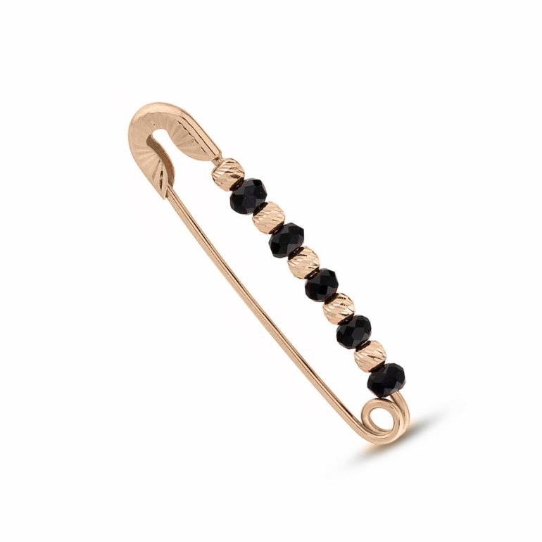 rose gold brooch with onyx
