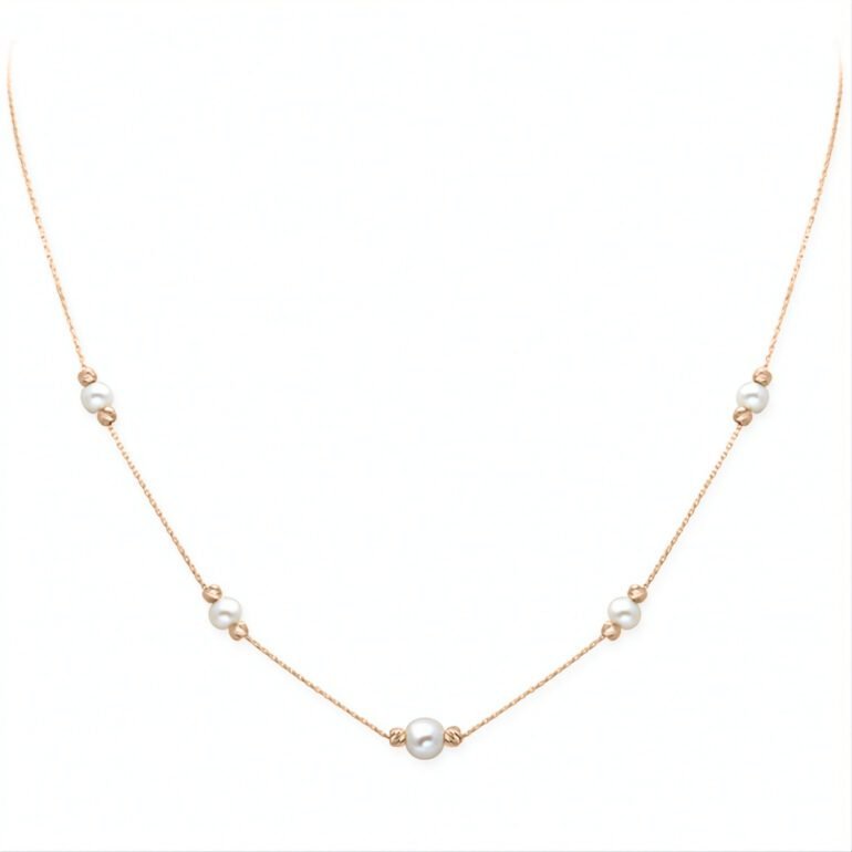 rose gold necklace with pearls