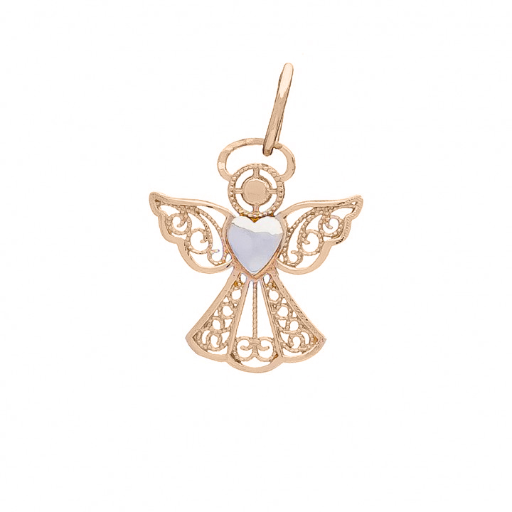 Rose And White Gold Pendant - Angel 