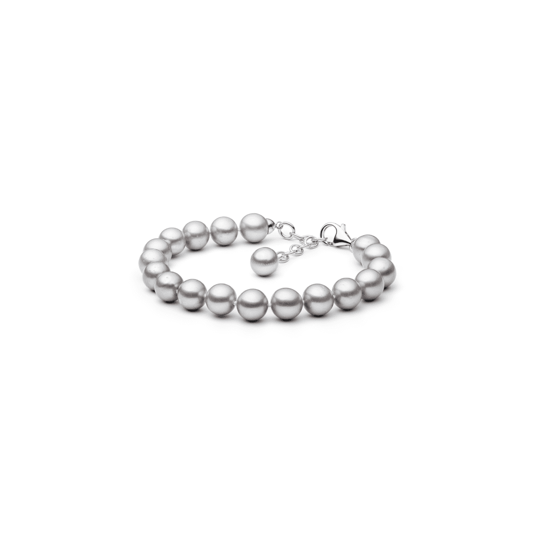 Elegantiška sidabrinė apyrankė su pilkais kultivuotais perlais