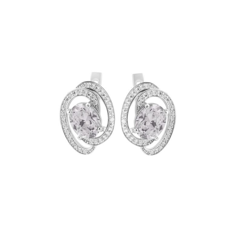 sterling silver earrings with morganite and cubic zirconia