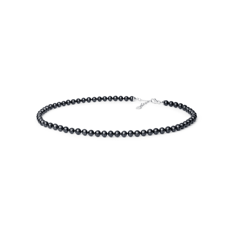 sidabrinis vėrinys su juodais perlais