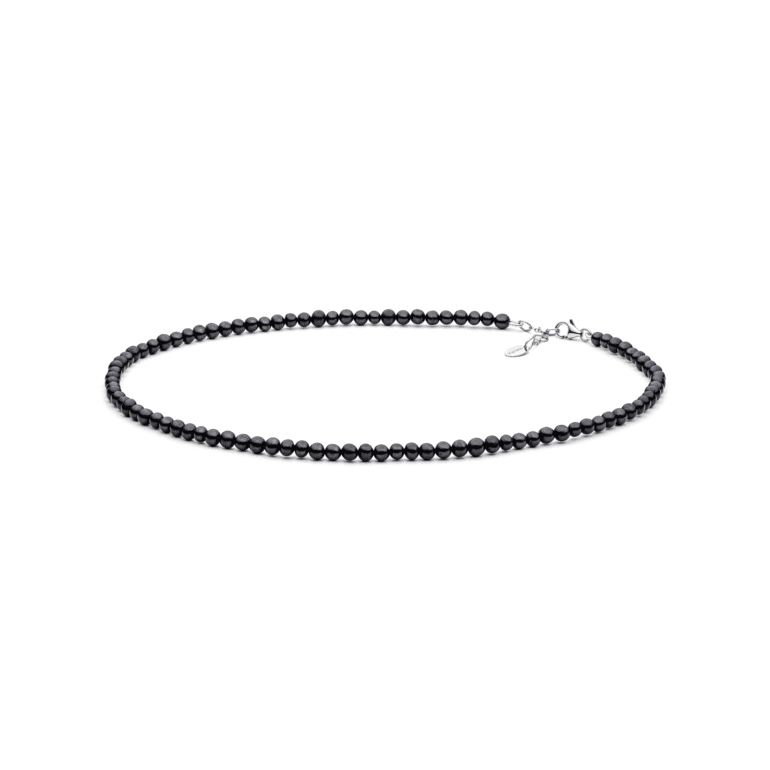 Elegantiškas sidabrinis vėrinys su juodais kultivuotais perlais