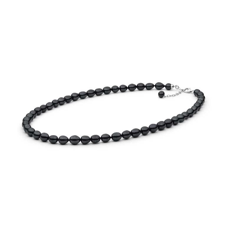 sterling silver necklace with black pearls