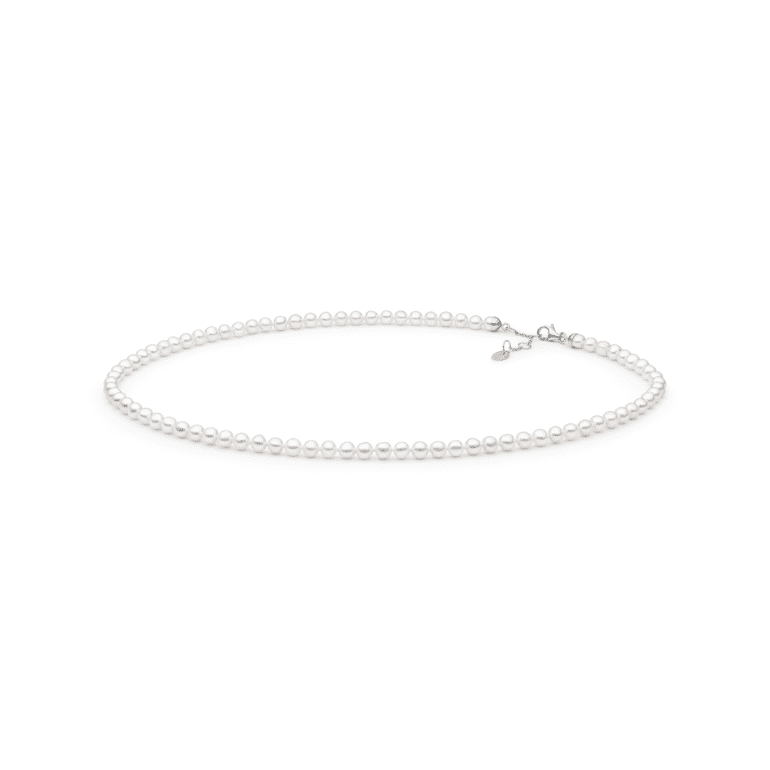 sterling silver necklace with white pearls
