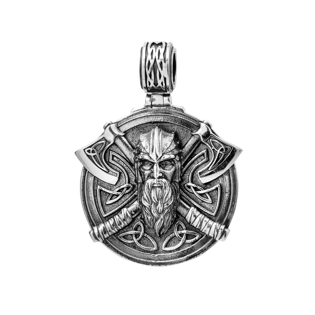 Oxidized sterling silver Viking pendant