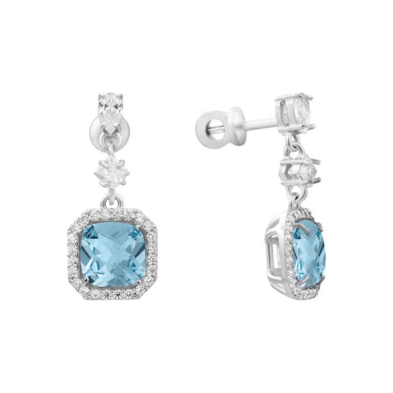 sterling silver stud earrings with swiss topaz