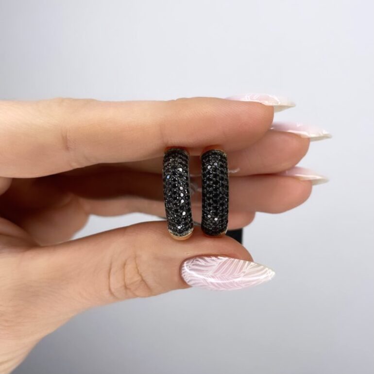 Gold Plated Sterling Silver Earrings With Fianits