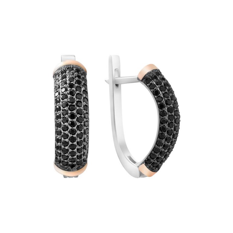 gold plated sterling silver earrings with black fianits