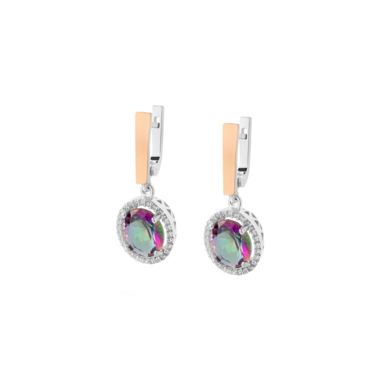 gold plated sterling silver earrings with mystic topaz