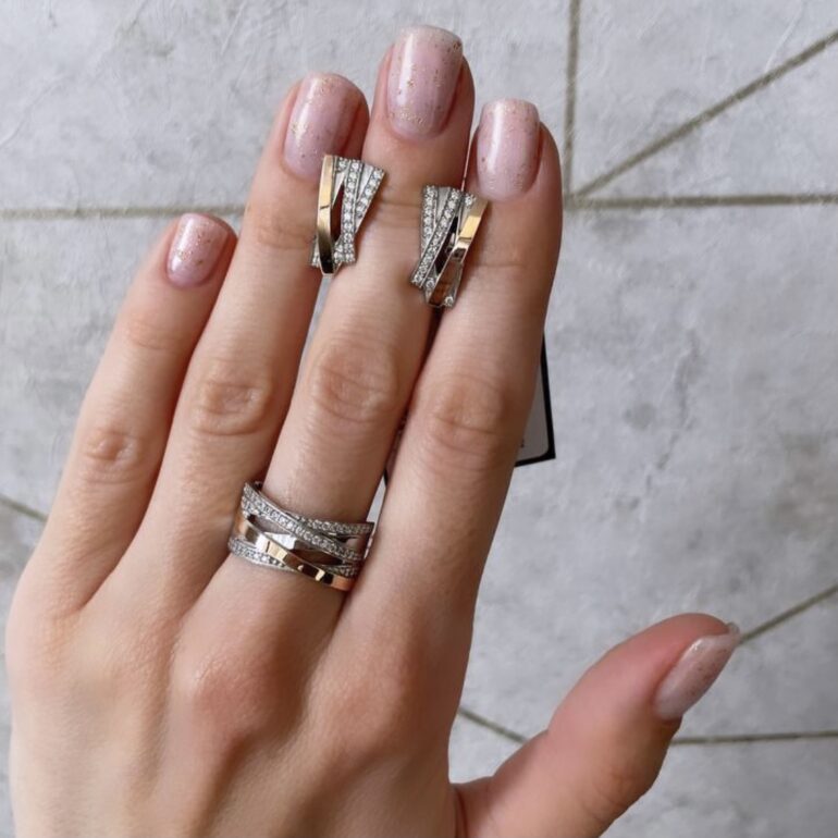 Sterling Silver Earrings With 9ct Gold Plates And Cubic Zirconia