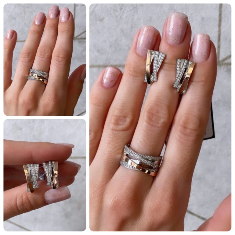 Sterling Silver Earrings With 9ct Gold Plates And Cubic Zirconia