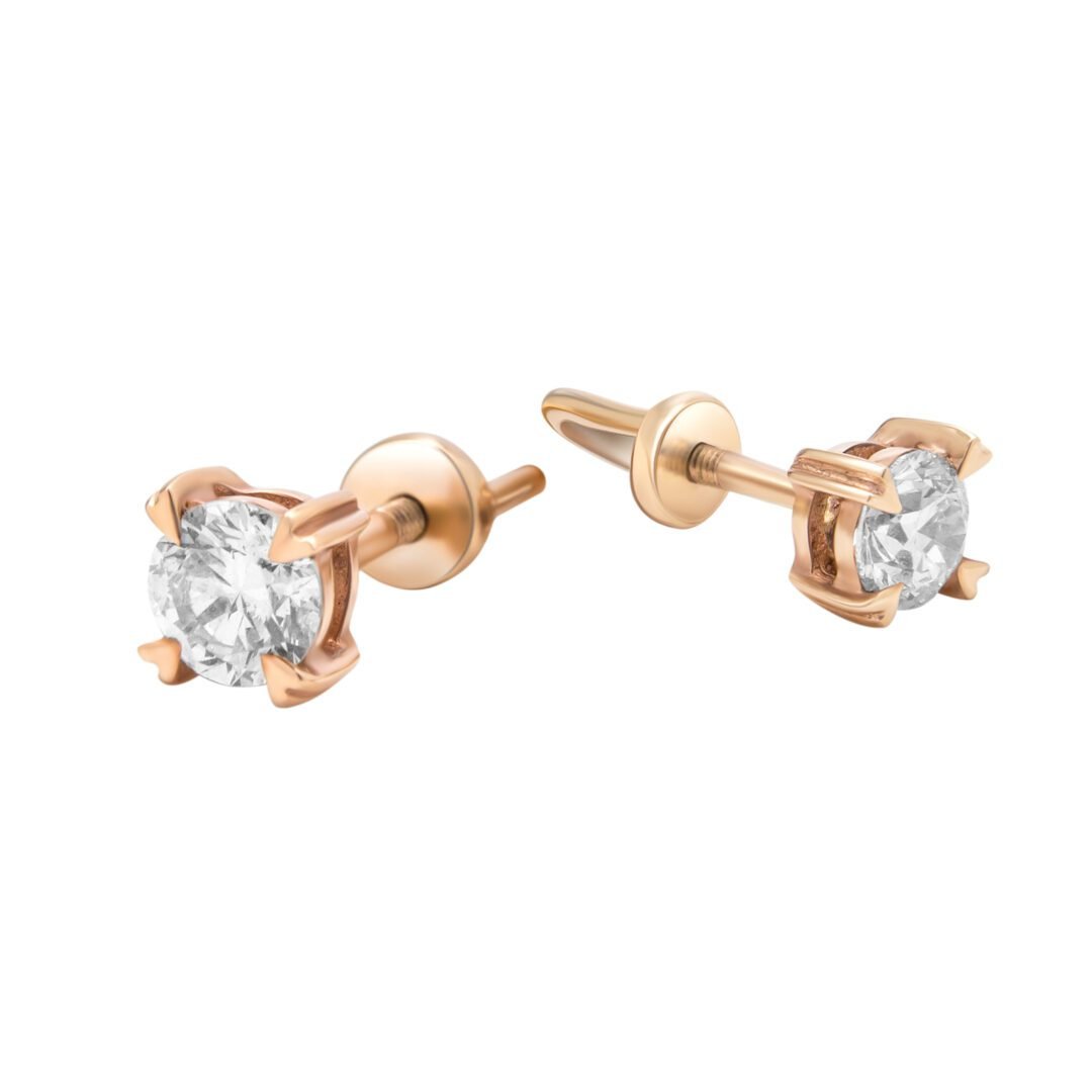 14ct rose gold stud earrings with diamonds