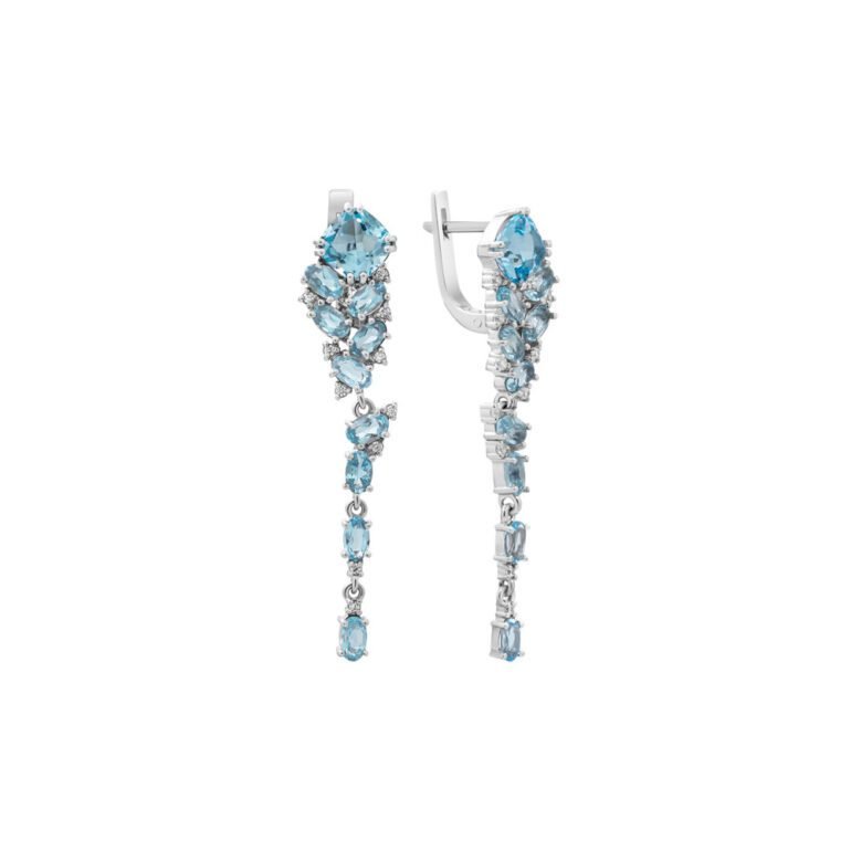 sterling silver earrings with topaz and fianits