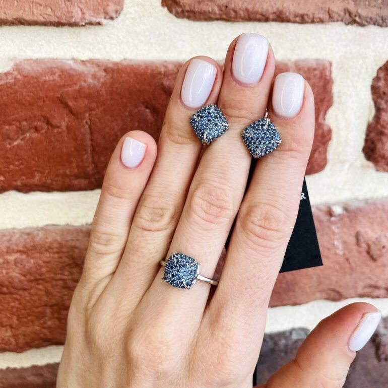 Sterling Silver Ring With Blue Fianits