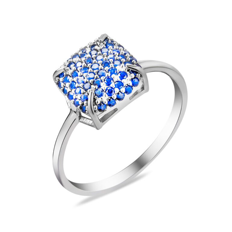 sterling silver ring with blue fianits