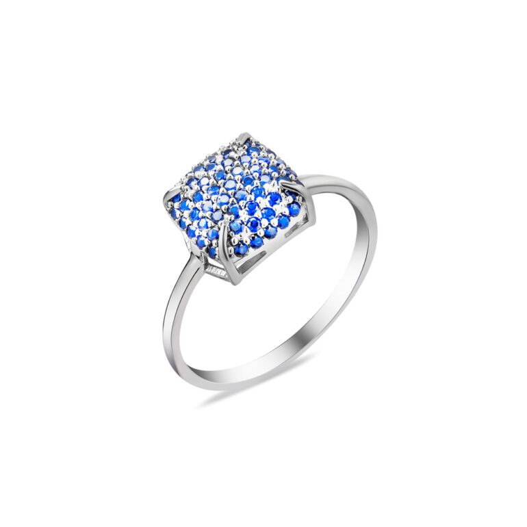 sterling silver ring with blue fianits