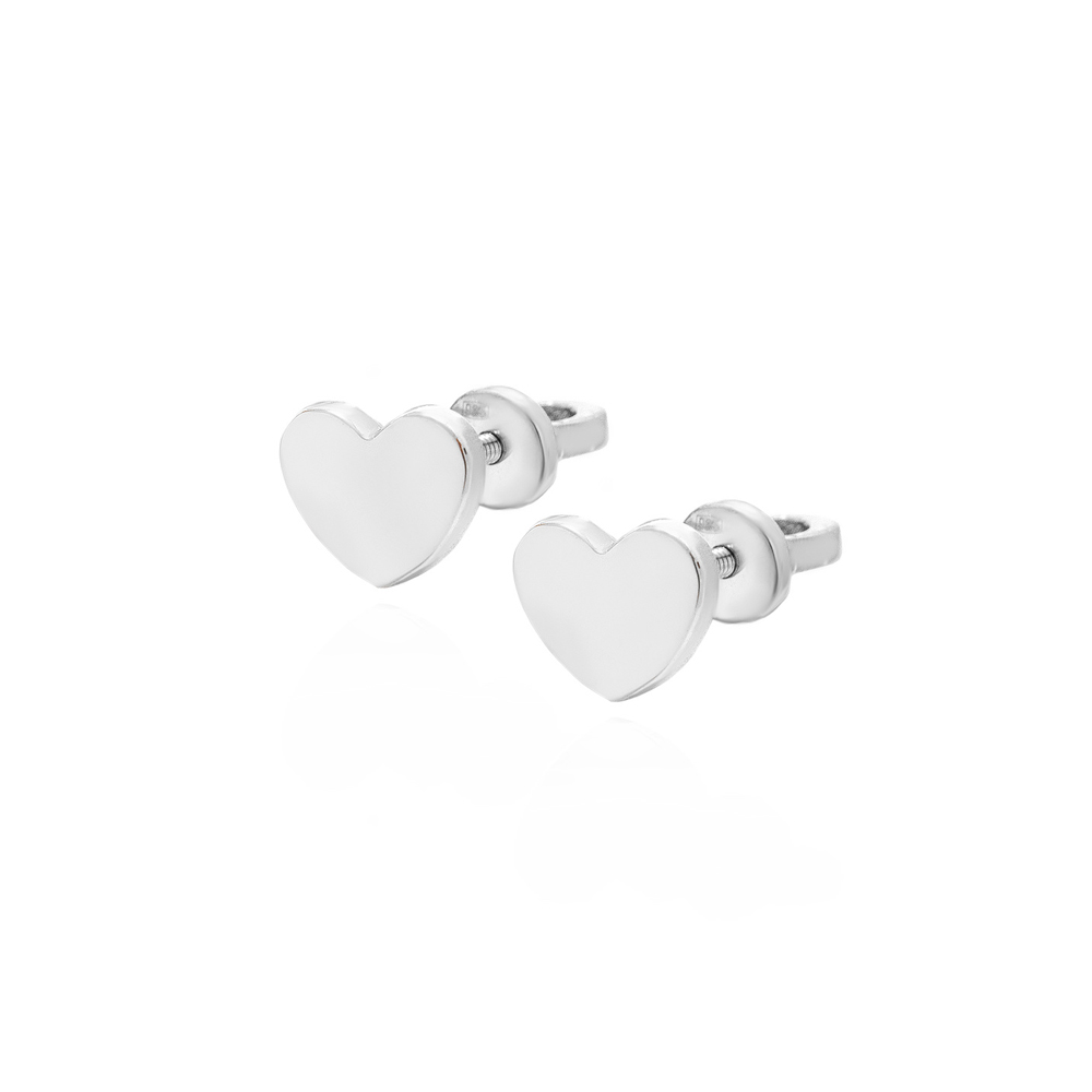 silver open heart stud earrings