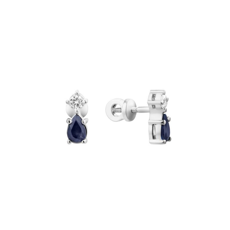 sterling silver stud earrings with sapphires and fianits