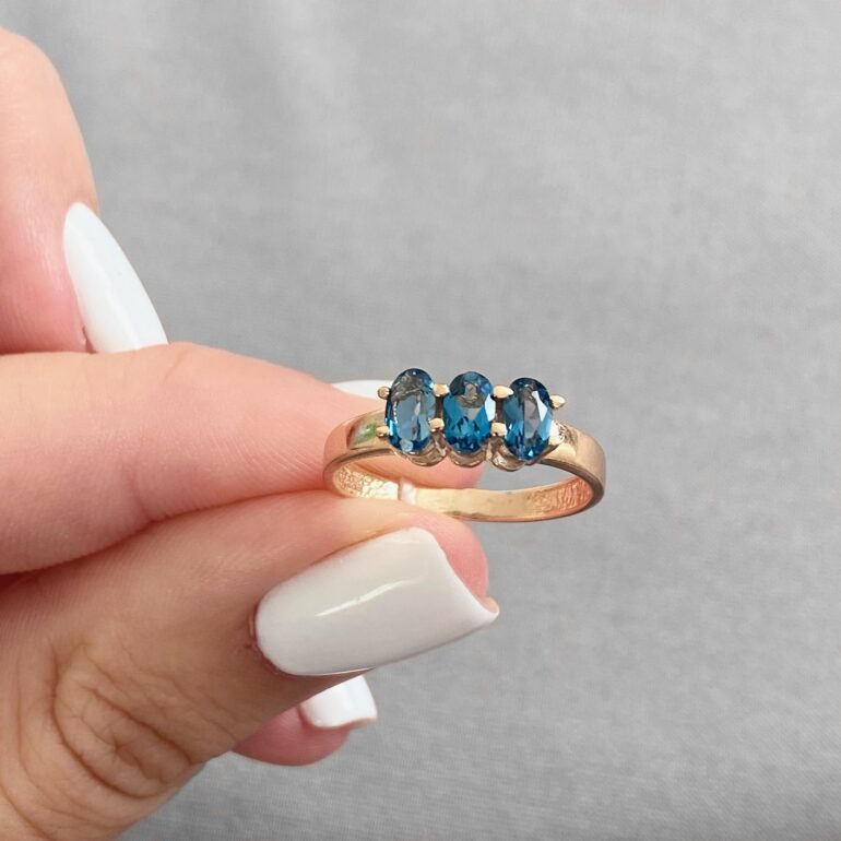 Rose Gold Ring With London Blue Topaz
