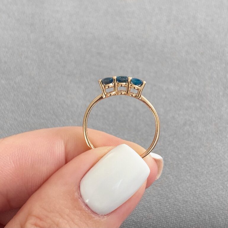 14ct rose gold ring with London blue topaz
