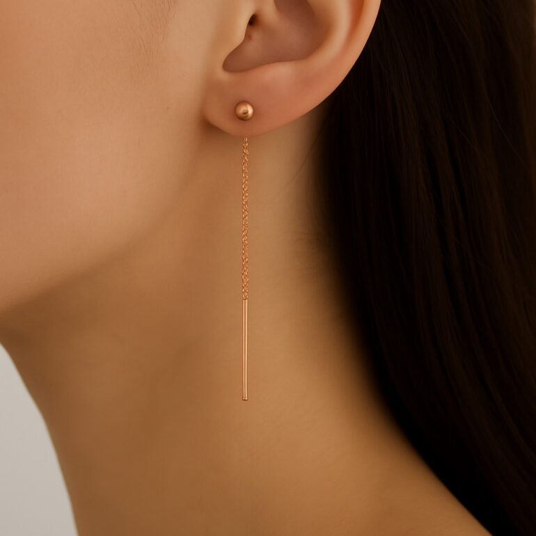 rose gold earrings with chain