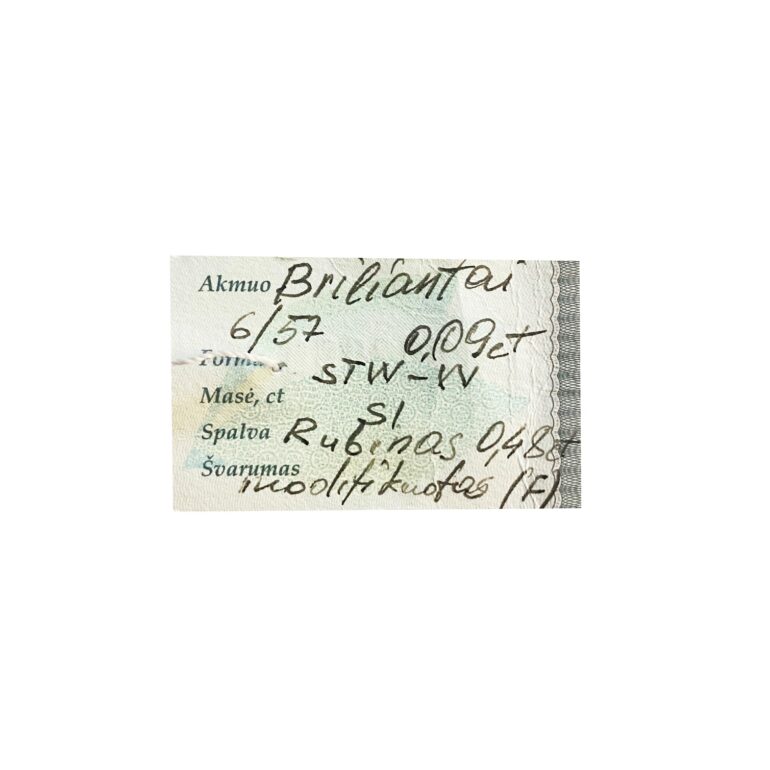 Raudono Aukso Žiedas Su Rubinu Ir Deimantais