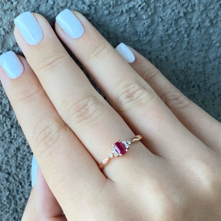 rose gold ring with ruby and diamonds
