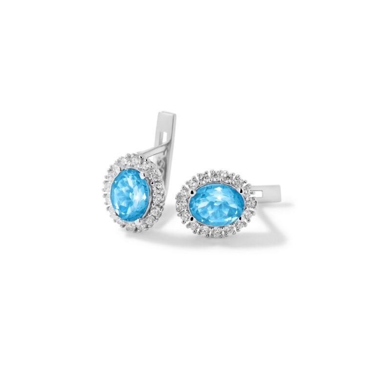sterling silver earrings with topaz and fianits