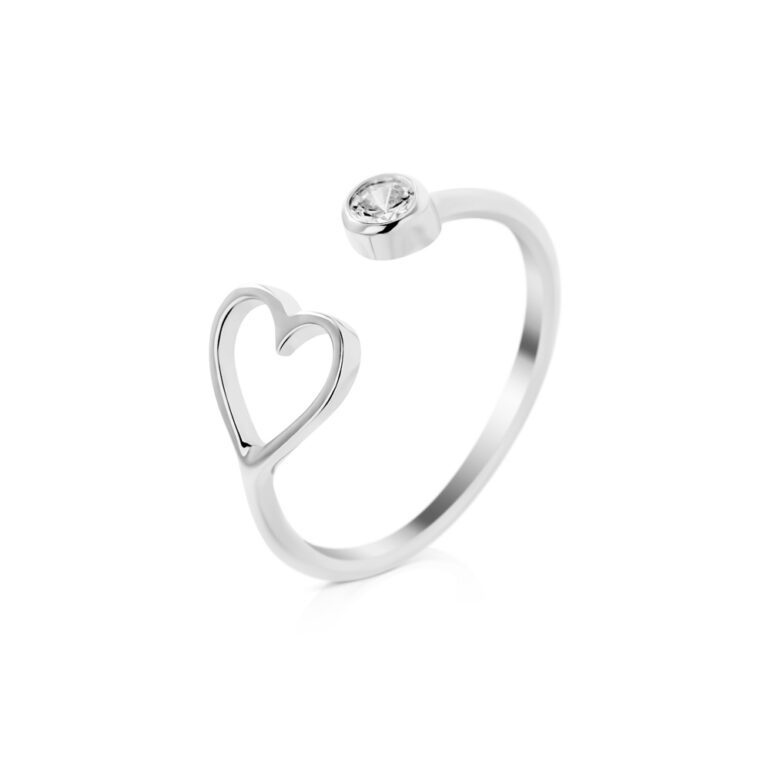 sterling silver open ring with cubic zirconia