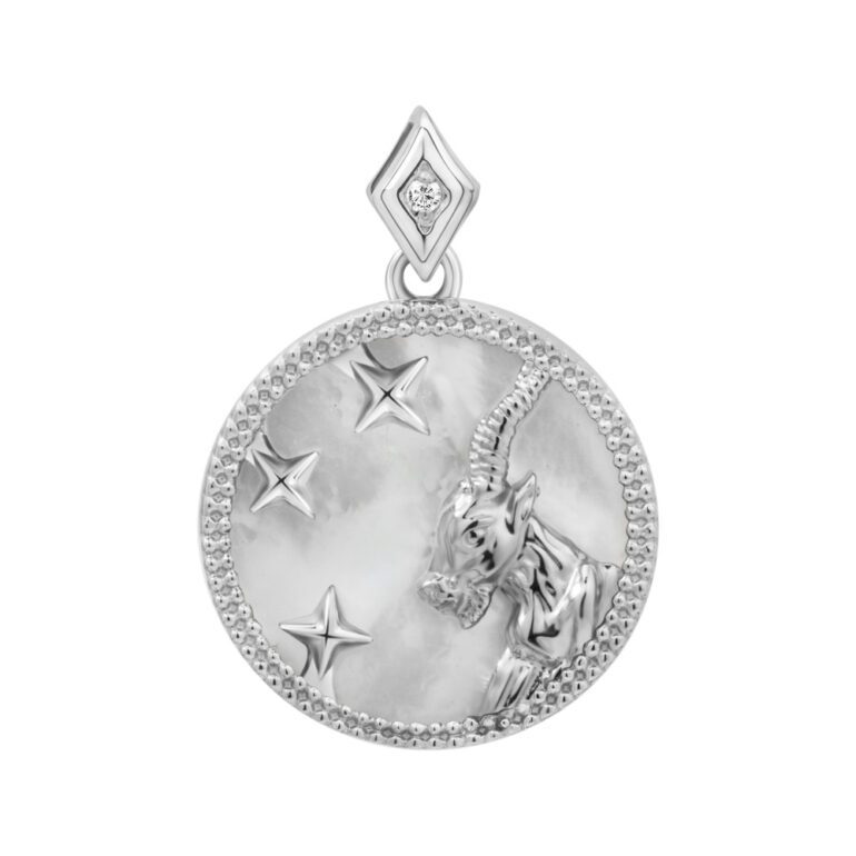Sterling Silver Pendant With Mother Of Pearl - Capricorn