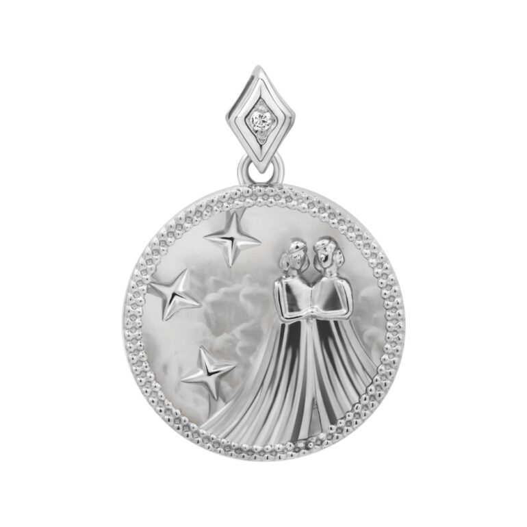 Sterling Silver Pendant With Mother Of Pearl - Gemini