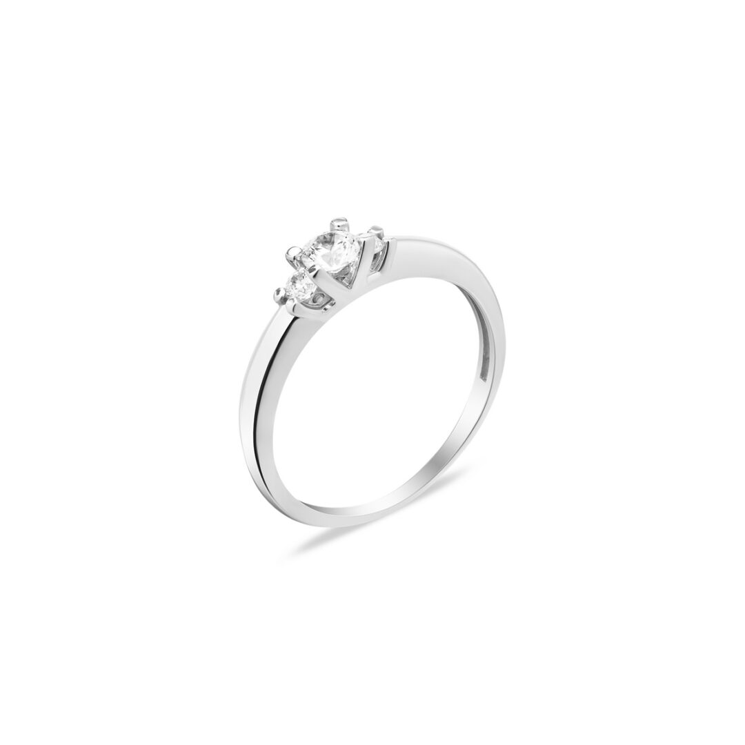 sterling silver trilogy ring with cubic zirconia