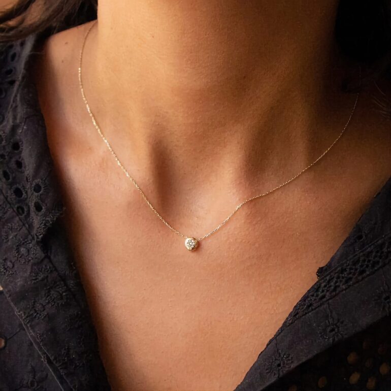 Yellow Gold Necklace With Cubic Zirconia