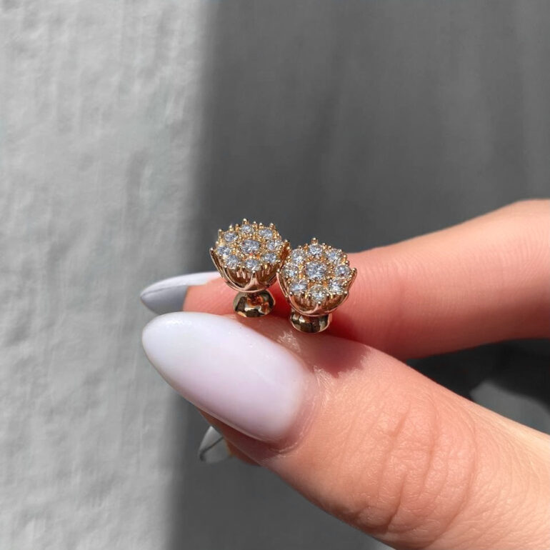 14ct Rose Gold Earrings With Diamonds