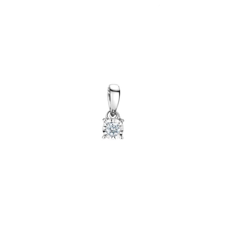 14ct White Gold Pendant With Diamond